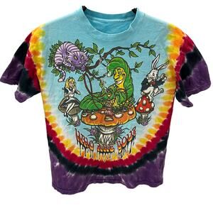 Liquid Blue Adult SM Alice~We're All Mad Here~Who Are You Tie Dye T-shirt